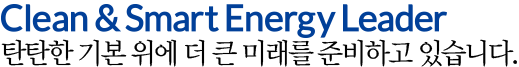 Clean & Smart Power Leader 탄탄한 기본 위에 더 큰 미래를 준비하고 있습니다.